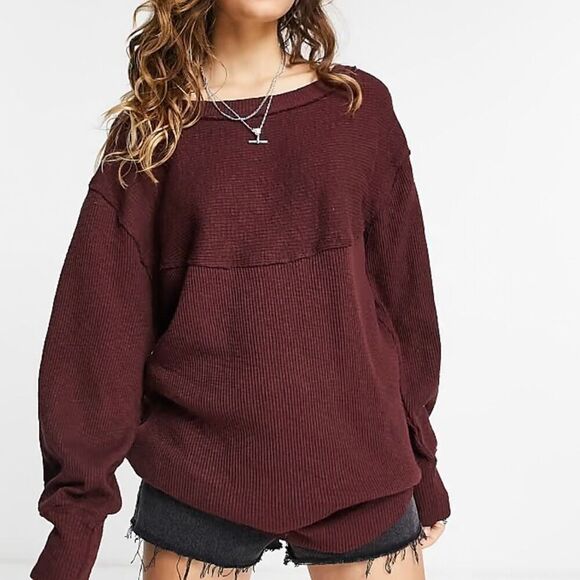 Free People We the Free Volume Sleeve Sweatshirt M - Picture 1 of 7